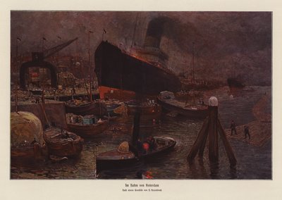 I havnen i Rotterdam (farvelitografi) af Herman Heijenbrock