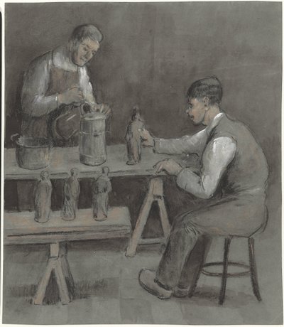 To arbejdere, der laver figurer af Herman Heijenbrock