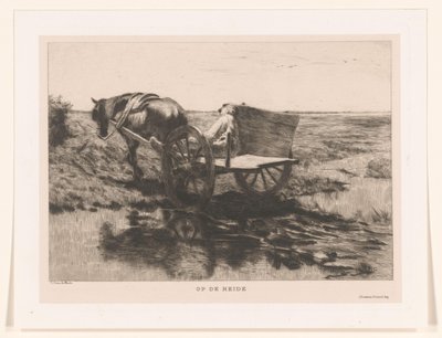 Hestevogn på heden På heden (titel på objekt) af Herman Johannes van der Weele