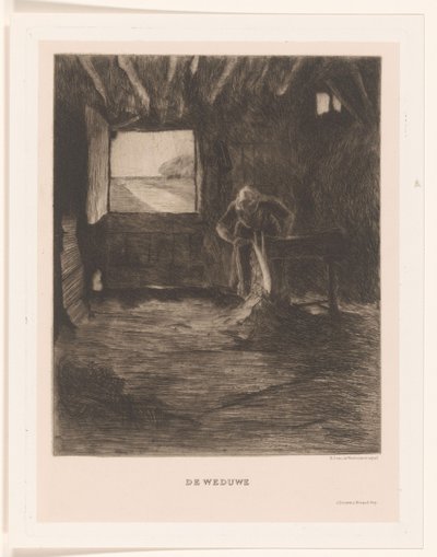 Kvinde i en lade Enken (titel på objekt) af Herman Johannes van der Weele