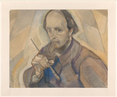 Selvportræt med pensel af Herman Kruyder (signed by artist)
