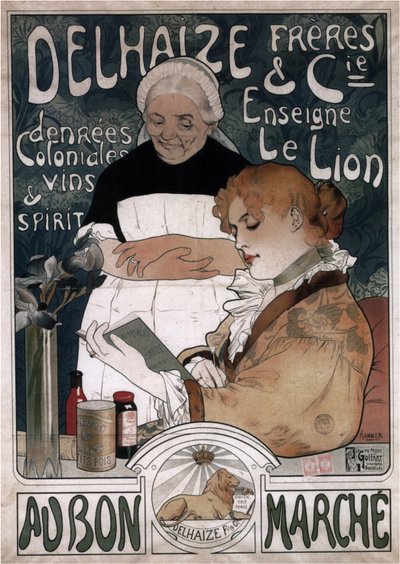 Reklameplakat for Delhaize Frères & Cie Biscuits, 1900 af Herman Richir