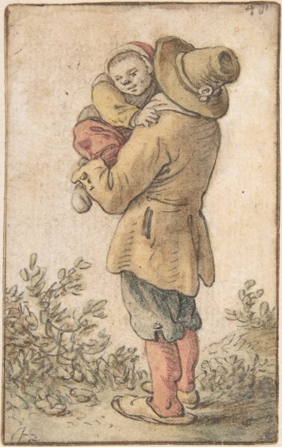 Bonde med barn, 1600-tallet. af Herman Saftleven the Younger
