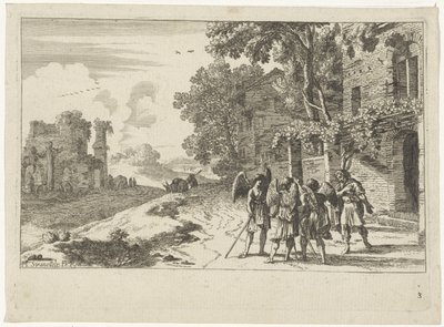 Abraham modtager de tre engle Gamle Testamente afbildninger (serietitel) af Herman van Swanevelt