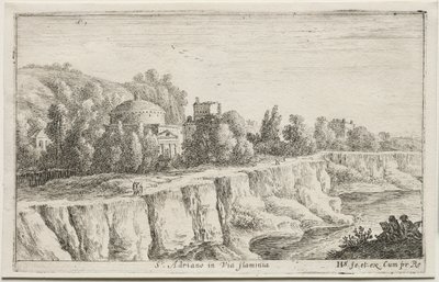 Forskellige udsigter i og omkring Rom: St. Adriano i Via Flaminia, 1653. af Herman van Swanevelt