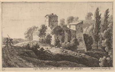 Gård ud over Porta del Popolo af Herman van Swanevelt