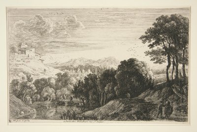 Landskab med solnedgang, fra serien Hill Landscapes af Herman van Swanevelt