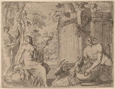 To Nymfer og en Satyr foran et stort Kar af Herman van Swanevelt