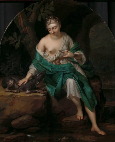 En kvinde med en hund Allegorisk figur af en kvinde med en hund af Herman van der Mijn