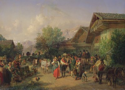 Hjemkomst fra alpine græsgange, 1848 af Hermann Kauffmann