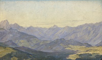 Mountain Valley i Oberbayern, 1829 (olie på papir) af Hermann Kauffmann