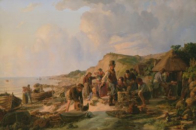 Fiskerens Hjemkomst ved Probsteier, 1837 af Hermann Kauffmann