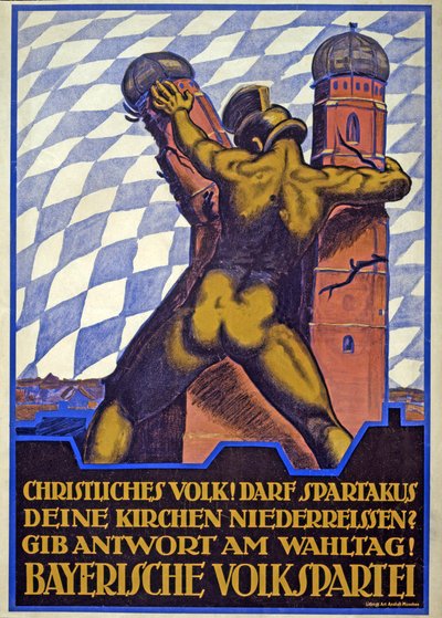 Valgkampagneplakat for det bayerske folkeparti (farve litho) af Hermann Keimel