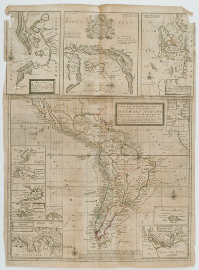 Et nyt og nøjagtigt kort over kystlandene og -øerne inden for Ye-grænserne for Ye South Sea Company af Hermann Moll