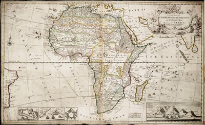 Kort over Afrika, ca. 1715 (koloreret stik) af Hermann Moll
