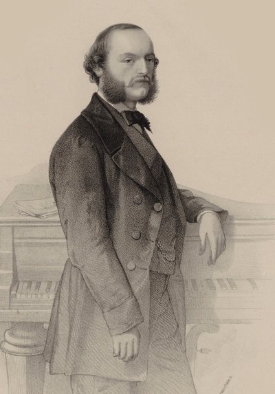 Portræt af pianisten og komponisten Désiré Magnus 1828-1884. af Hermann Raunheim