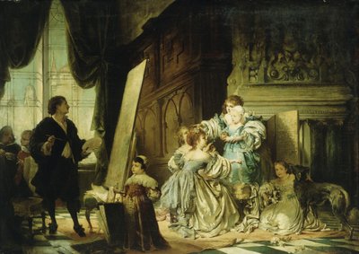 Van Dyck i sit atelier maler et portræt af Charles, Prince of Wales, søn af Charles I, 1876 af Hermann Schneider