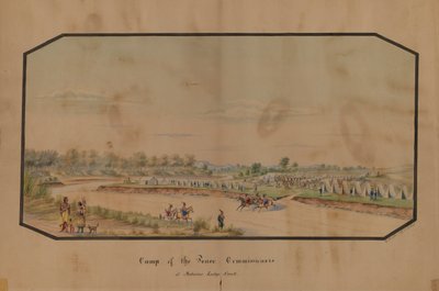 Fredskommissærernes lejr ved Medicine Lodge Creek, 1867. af Hermann Stieffel