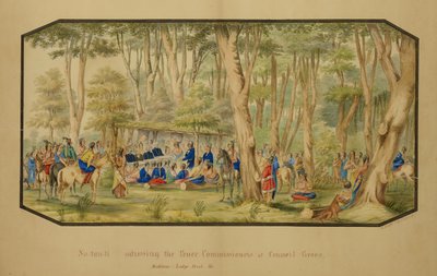 Sa-tan-ti taler til fredskommissærerne ved Council Grove, Medicine Lodge Creek af Hermann Stieffel