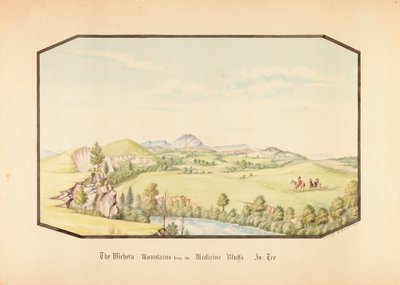 Wichita-bjergene fra Medicine Bluff, Indianerterritoriet af Hermann Stieffel