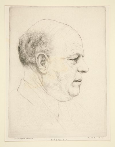 H. N. Bialik (portræt af hoved i profil) af Hermann Struck