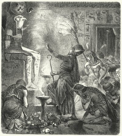 En ung egyptisk farao i et tempel af Hermann Vogel