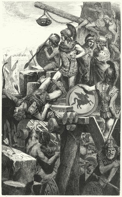 Alexander den Store belejrede Tyrus, 332 f.Kr af Hermann Vogel