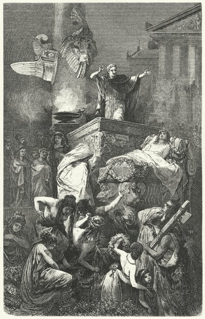 Augustus holder tale ved begravelsen af sin nevø Marcellus, 23 f.Kr af Hermann Vogel