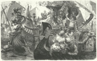 Catherine Cornaro sejler fra Venedig for at blive dronning af Cypern, 1472 af Hermann Vogel