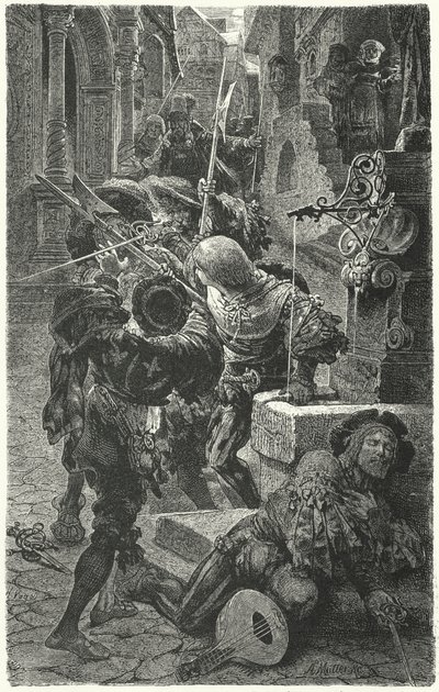 Sammenstød mellem studerende og Landsknechts i Erfurt, 1510 af Hermann Vogel