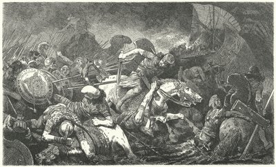 Persernes flugt efter slaget ved Marathon, 490 f.Kr af Hermann Vogel