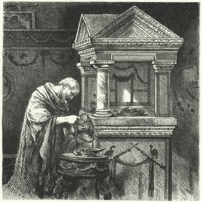 Ofring i et tempel i det antikke Rom af Hermann Vogel