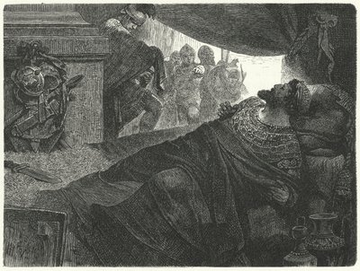 Mithridates VI af Pontus forsøger at begå selvmord ved at tage gift, 63 f.Kr af Hermann Vogel