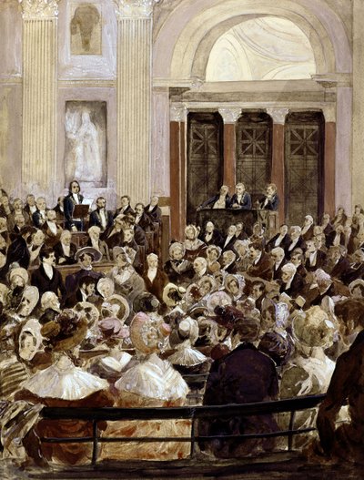 Modtagelse af Victor Hugo på Academie Francaise, Paris, 3. juni 1841 (wc på papir) af Hermann Vogel