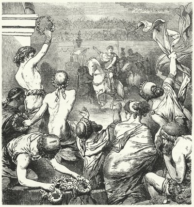 Titus Quinctius Flaminius proklamerer de græske staters frihed, 196 f.Kr. af Hermann Vogel