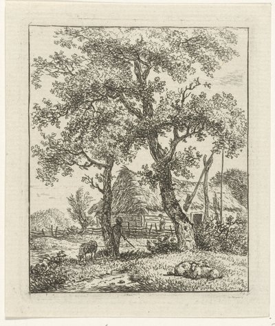 Gård og fårehyrde af Hermanus Fock
