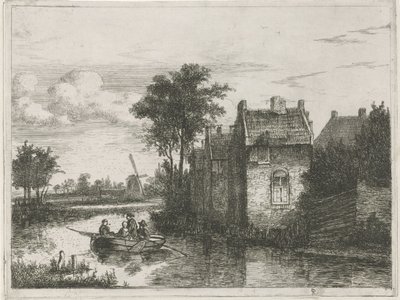 Båd med fire passagerer af Hermanus Jan Hendrik van Rijkelijkhuysen