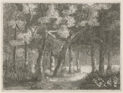Hunter og hans hund i skoven af Hermanus Jan Hendrik van Rijkelijkhuysen