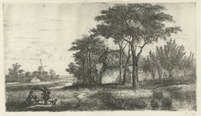 Landskab med en vandrer af Hermanus Jan Hendrik van Rijkelijkhuysen