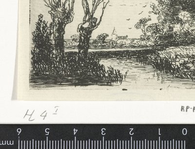 Landskab med to pilepile af Hermanus Jan Hendrik van Rijkelijkhuysen