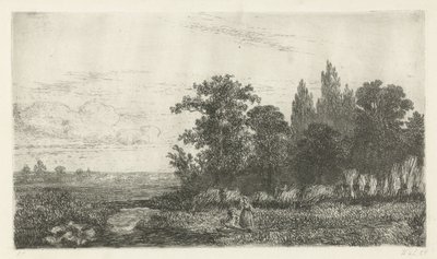 Mand og kvinde ved et vandløb i udkanten af ​​skoven af Hermanus Jan Hendrik van Rijkelijkhuysen