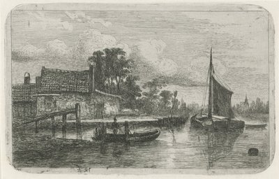 Sejlskib på havnefronten af Hermanus Jan Hendrik van Rijkelijkhuysen
