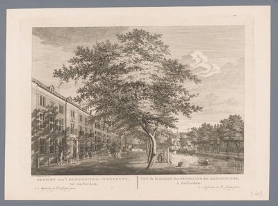 Udsigt over Mennonite Børnehjem i Amsterdam Udsigt over Mennonite Børnehjem, til Amsterdam / Vue de la Maison des Orphelins des Mennonites, à Amsterdam (titel på objekt) af Hermanus Petrus Schouten (possibly)