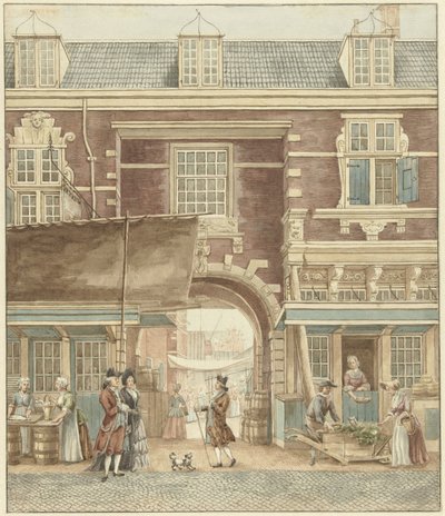 Kleine Vispoort på Vijgendam med udsigt til Vismarkt af Hermanus Petrus Schouten