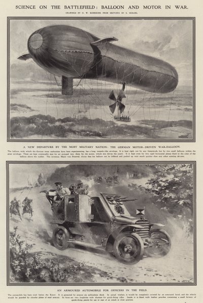 Videnskab på slagmarken: ballon og motor i krig (Litho) af Hermanus Willem (after) Koekkoek