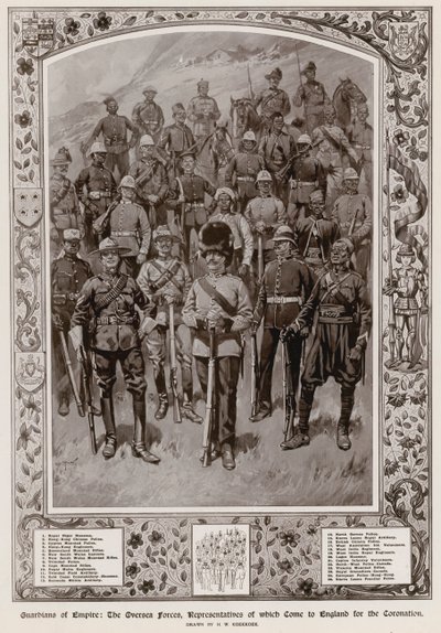 De oversøiske styrker, hvis repræsentanter kom til England for kroningen af kong George V af Hermanus Willem Koekkoek