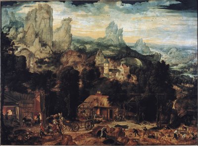 Kobberminer - Olie på lærred af Herri met de (c.1510 p.1550) Bles