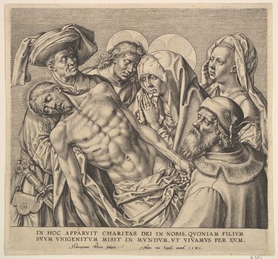 Bærende Kristi Legeme, 1586. af Hieronymous Wierix