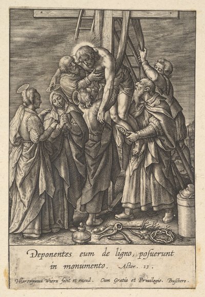 Nedstigning fra korset, før 1619. af Hieronymous Wierix
