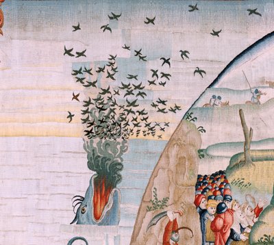 flamsk gobelin. Serie fire gobeliner efter Hieronymus Bosch. Trængsler i menneskelivet (Tribulaciones de la vida humana). Tredje gobelin i serien. Model Inspireret af Hieronymus Boschs arbejde. Fremstilling Ukendt værksted, Bruxelles. Før 1560 af Hieronymus (after) Bosch